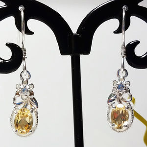 FINAL $  ~1.56ctw Citrine & Topaz SS Earrings